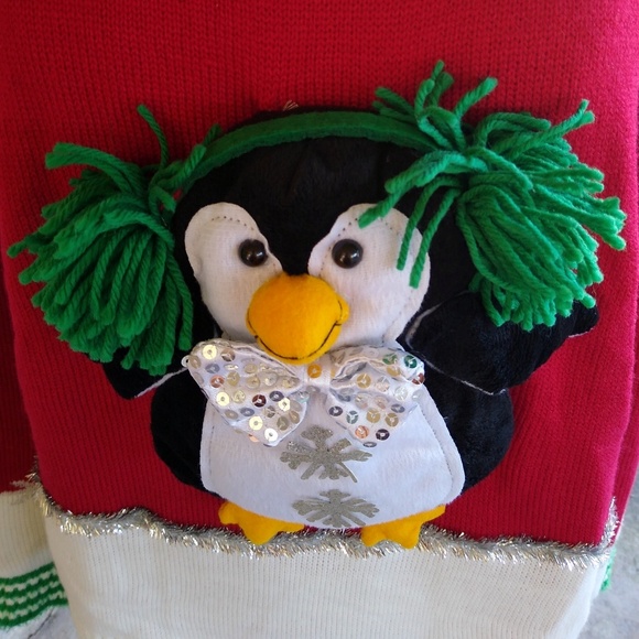 It's Our Time Ugly Christmas 3D Penguin Sweater XL - Picture 2 of 7